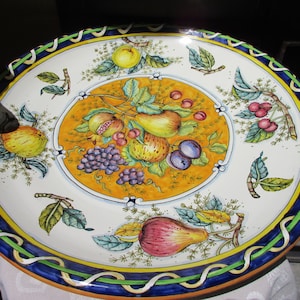 Tuscan centerpiece handmade, hand-painted with fruits and flowers design