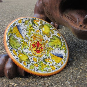 Tuscan centerpiece handmade, hand-painted with lemons and flowers details