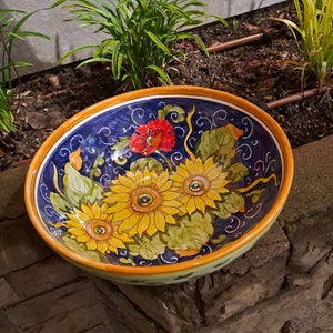 Tuscan ceramic bowl handmade, hand painted with tuscan countryside designs
