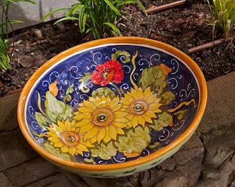 Tuscan ceramic bowl handmade, hand painted with tuscan countryside designs