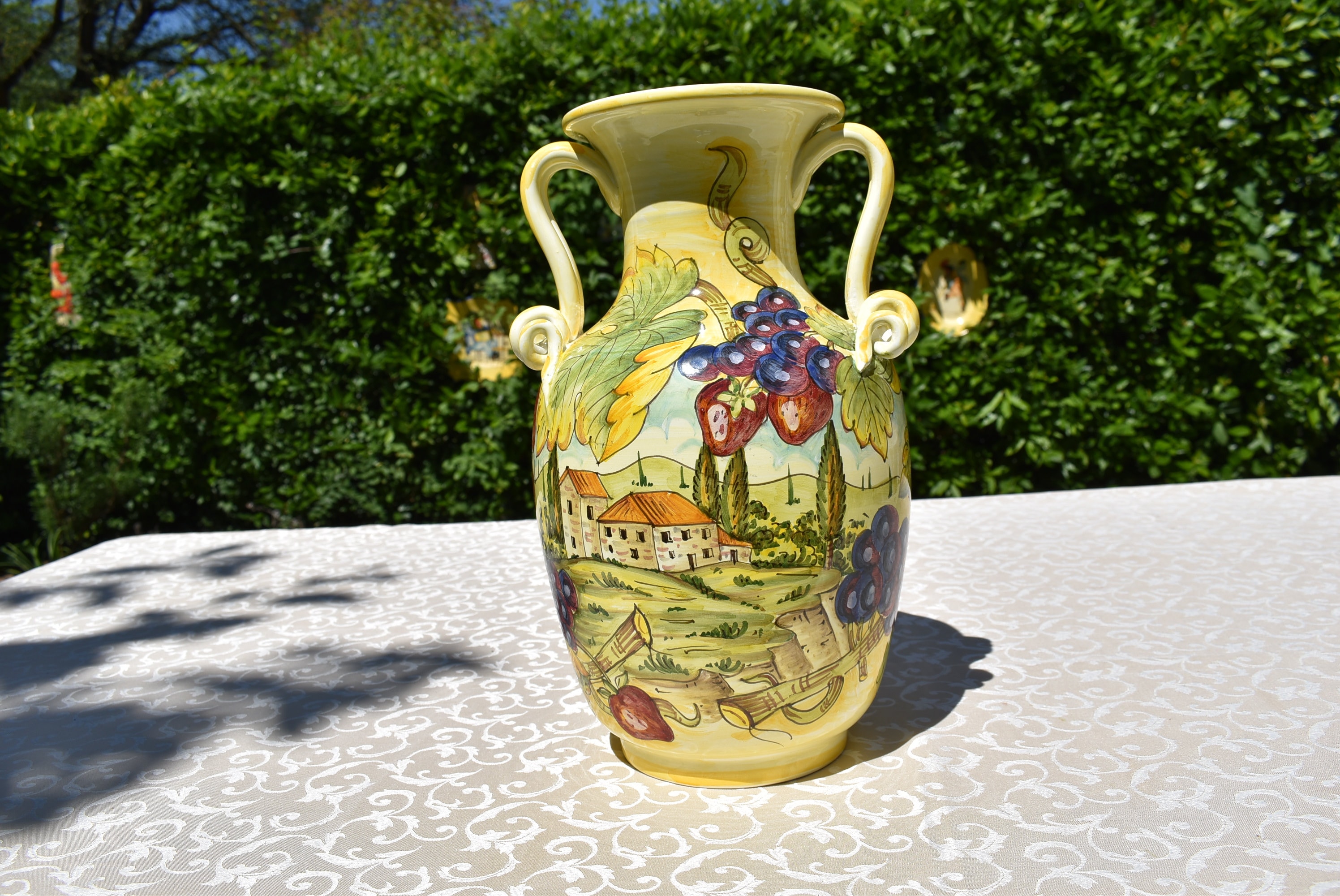 Tuscan vase handmade handpainted with tuscany countryside in Etsy