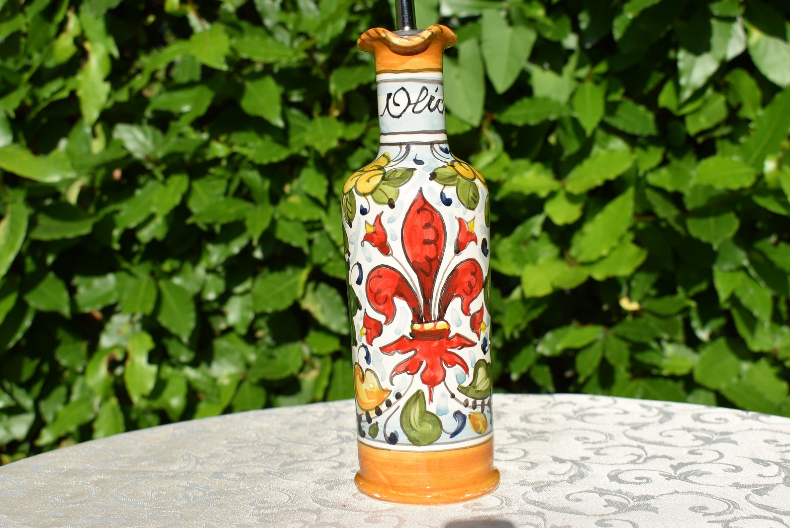 Tuscan Olive Oil Dispenser With Handle Handmade Handpainted Etsy
