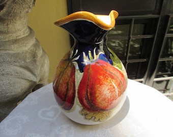 Tuscan vase handmade, hand-painted with vegetable in a very modern design