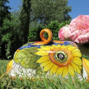 Tuscan ceramic butter dish handmade, hand painted with lemons, fruits,giglio and tuscany design