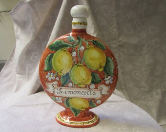 Tuscan limoncello bottle handmade, hand-painted with grapes, Florence skyline, sunflowers, lemons designs