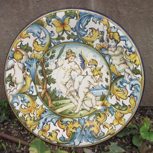 Tuscan centerpiece handmade, hand-painted with Cupido and a blind love details
