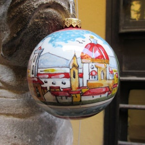 Tuscan ornament handmade, hand-painted with Duomo, Florence skyline