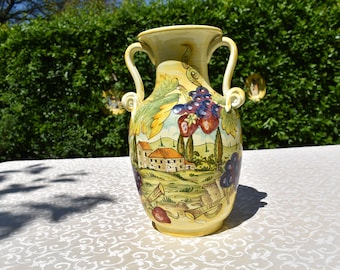 Tuscan vase handmade, hand-painted with tuscany countryside in a very traditional design