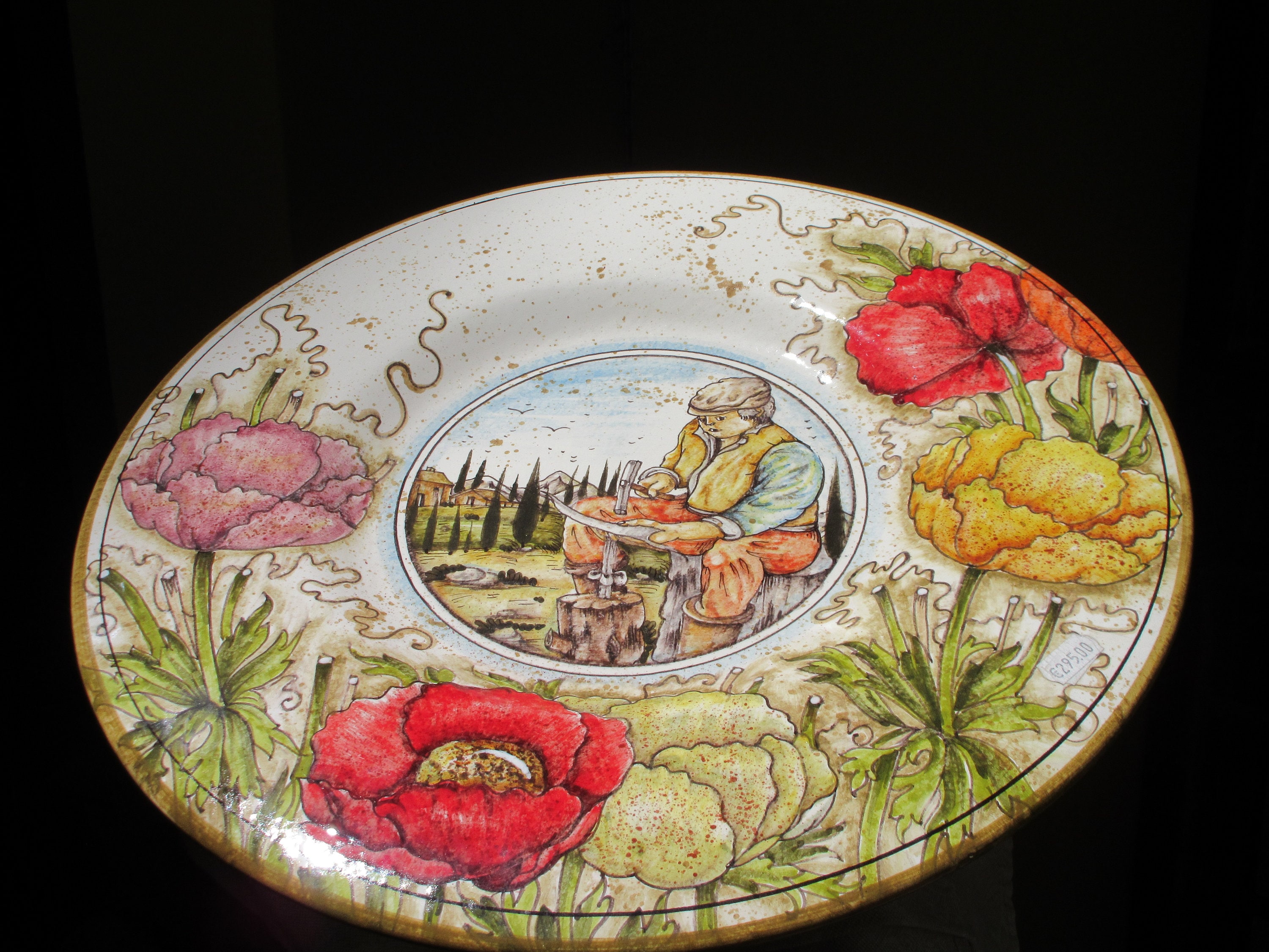 Tuscan Wall Plate Handmade Handpainted With Flowers Details Etsy UK