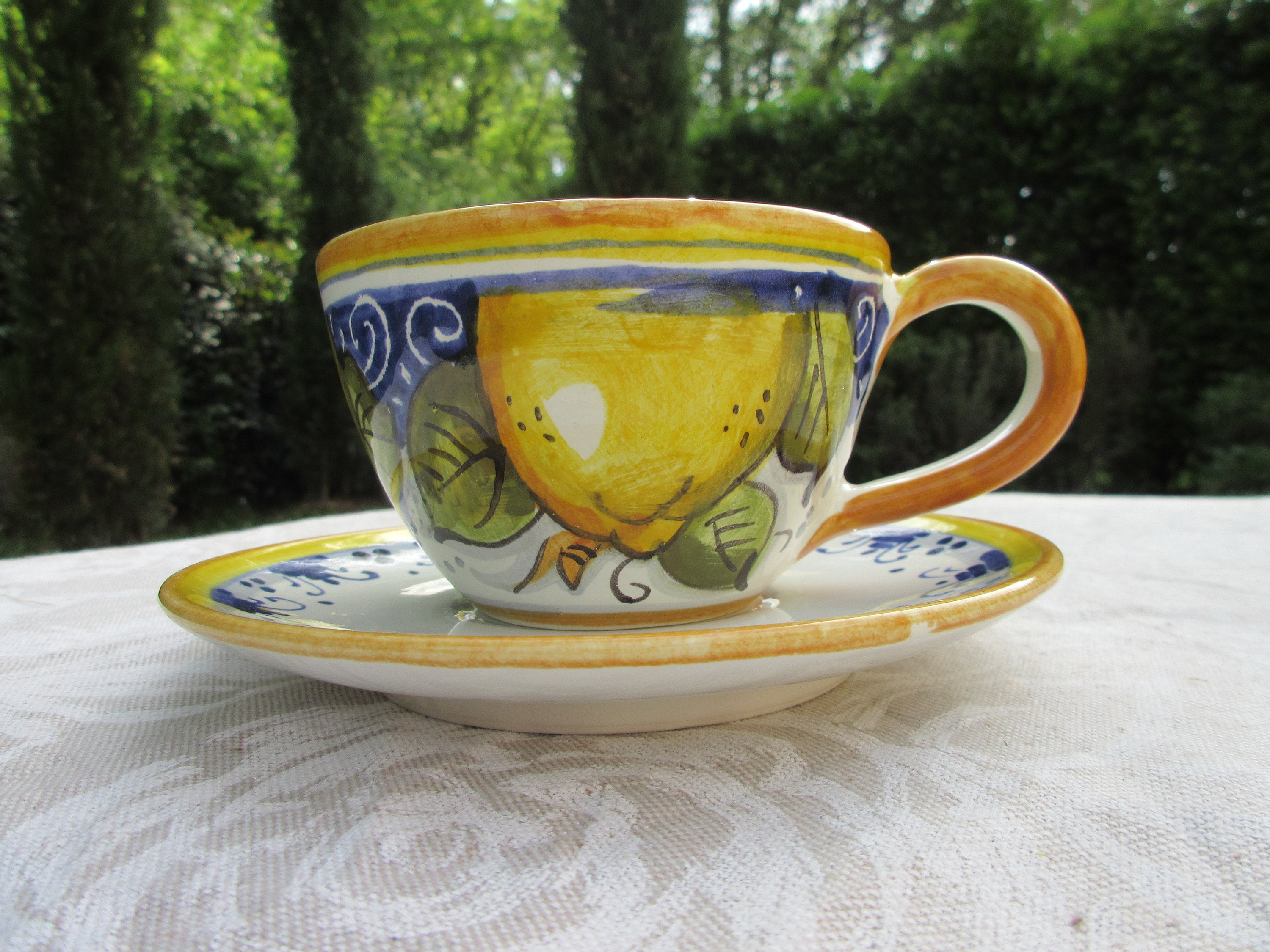 Set 6 Espresso Cups & Saucers Lemon Flowers, Cups and mugs