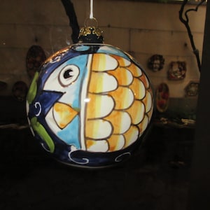 Tuscan ornament handmade, hand-painted with fish decor