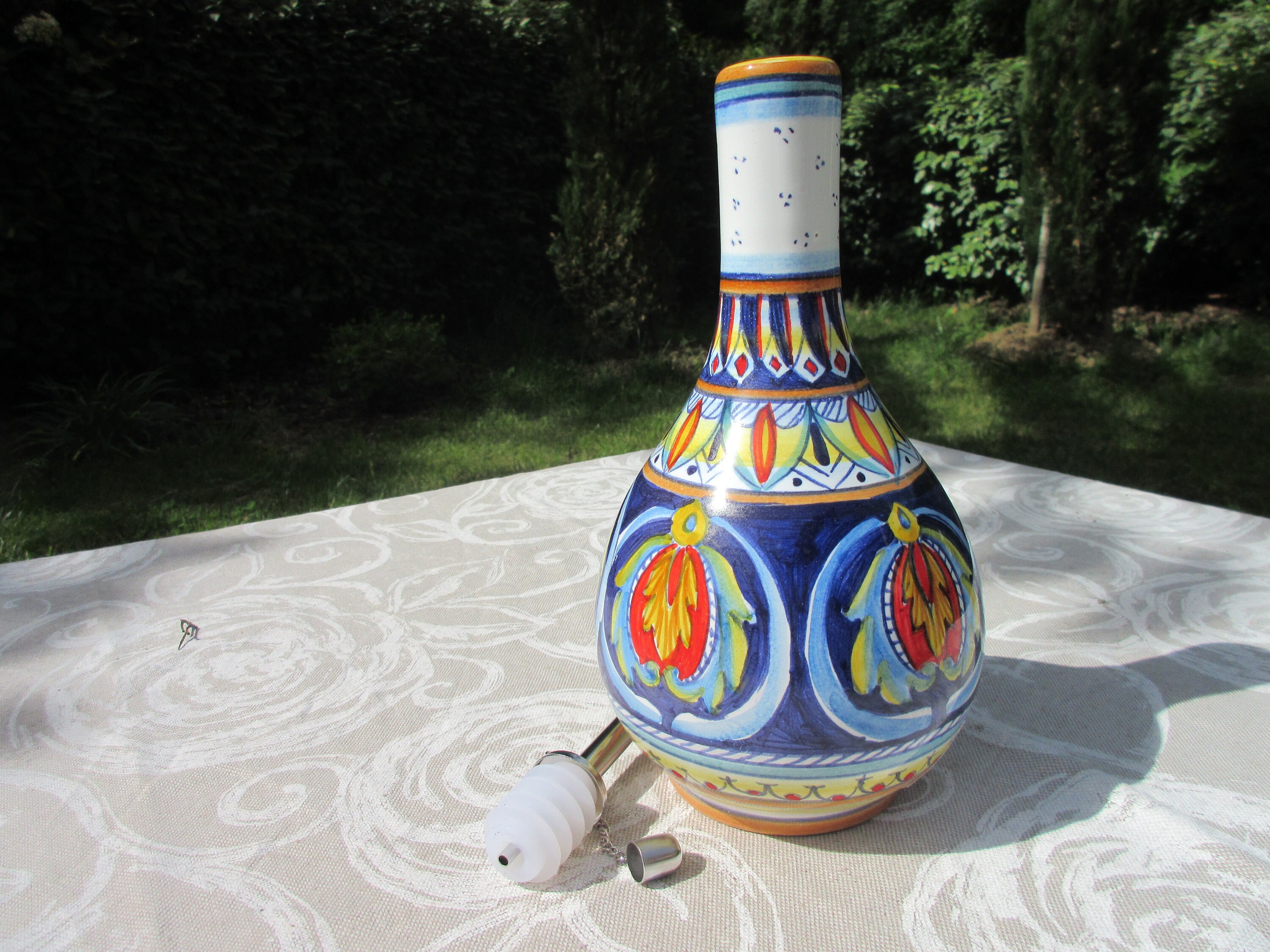 Tuscan Olive Oil Dispenser With Handle Handmade Handpainted Etsy
