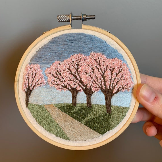 Cherry Blossom Embroidery Art | Etsy