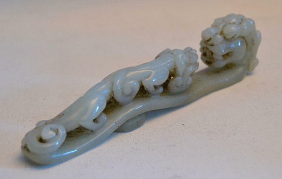 Vintage 1920s Chinese Fine Carved Jade Buckle