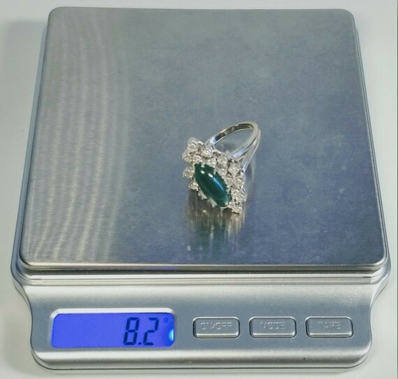 Vintage 1950s 14K White Gold Diamond & Emerald Ri… - image 10