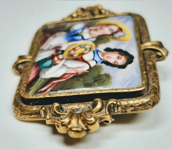 Antique 19th Century Swiss Enamel Victorian Young… - image 5