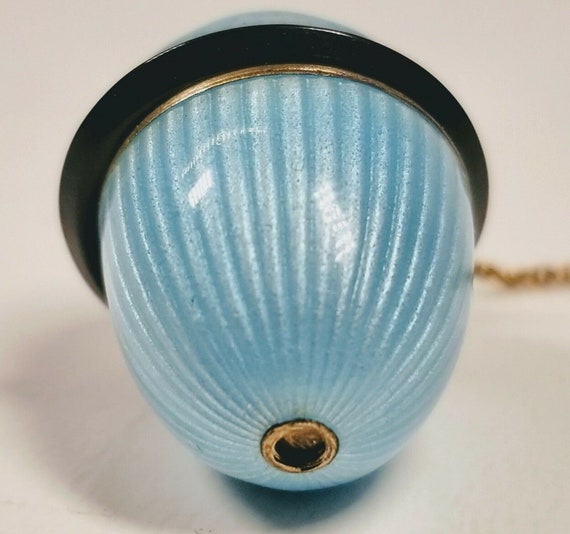 Vintage 1920's Silver and Light Blue Enamel Egg P… - image 4