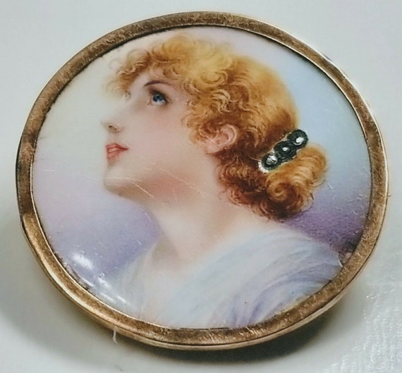 Antique 19th Century European Enamel Portrait on … - image 1