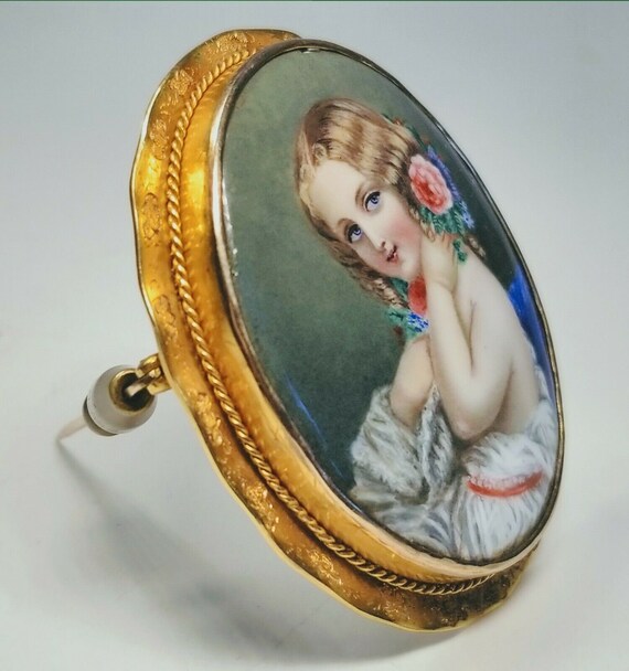 Antique 19th Century Swiss Enamel Victorian Girl … - image 2