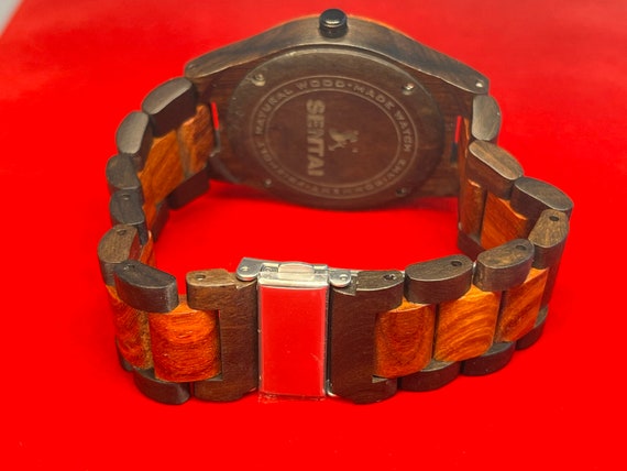 Sentai Red & Black Sandalwood Wood Wristwatch New… - image 5