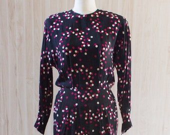 Robe vintage des années 1980 à pois