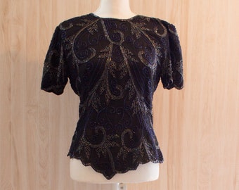 1980s Silk Beaded Top