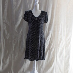 Vintage 1990s Black and White Pleated Polka Dot Dress