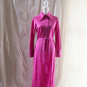 Vintage 1970s Pink Maxi Shirtdress