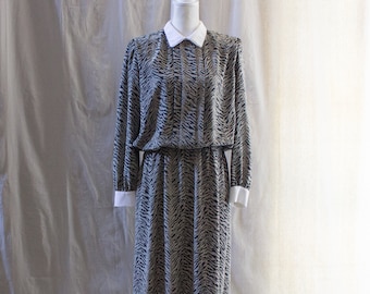 Vintage 1980er Jahre Tier Print Midi Kleid