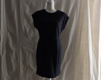 Vintage 1980s Sleeveless Black Knit Dress