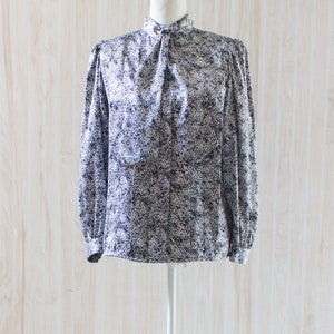 Vintage 1980s Black and White Blouse