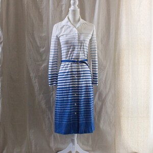 Vintage 1970s Ombre Striped Knit Midi Shirtdress