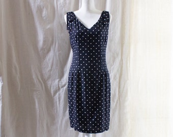 Vintage 1990s Black and White Polka Dot Dress