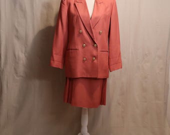 Vintage 1990s 3-Piece Coral Skirt Suit Set
