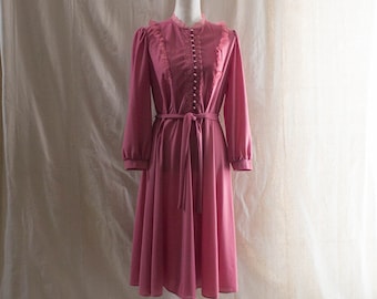 Vintage 1970s Mauve Midi Dress