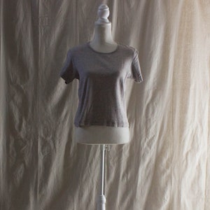 Vintage 1990s Oatmeal and Brown Striped Baby Rib Knit T-shirt