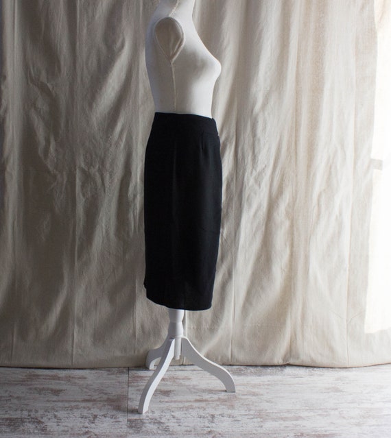 Vintage 1980s Black Wool Wrap Skirt - image 4