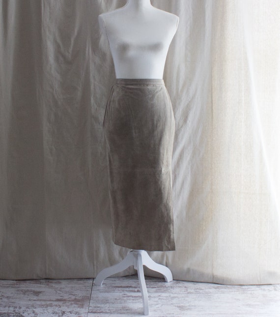 Vintage 1990s Suede Midi Skirt - image 1
