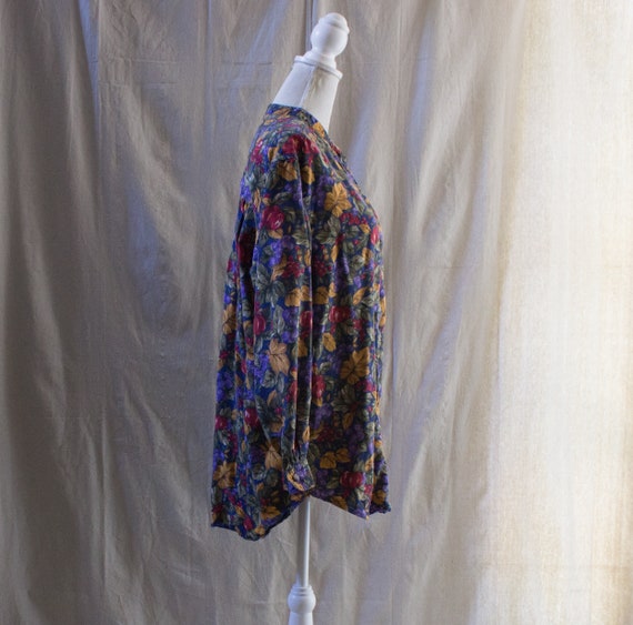 Vintage 1990s Banded Collar Floral Tunic Top - image 4