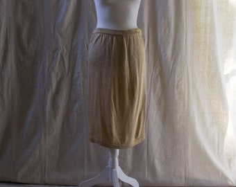Vintage 1980s Gold Lurex Knit Pencil Skirt