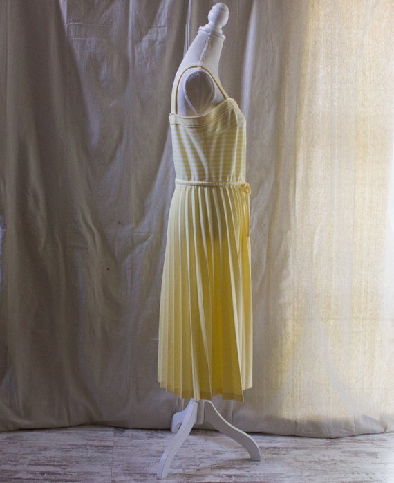 Vintage 1970s Yellow and White Midi Sundress with… - image 2