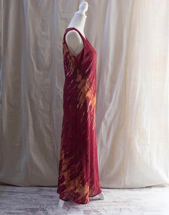 Vintage 1990s Red Abstract Print Maxi Dress - image 4