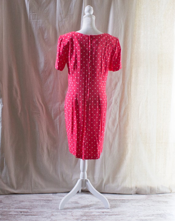 Vintage 1990s Coral and White Polka Dot Dress - image 3