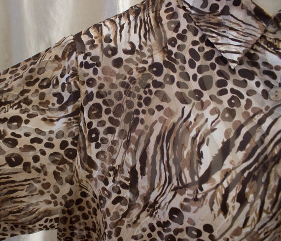 Vintage 1990s Sheer Animal Print Blouse - image 5