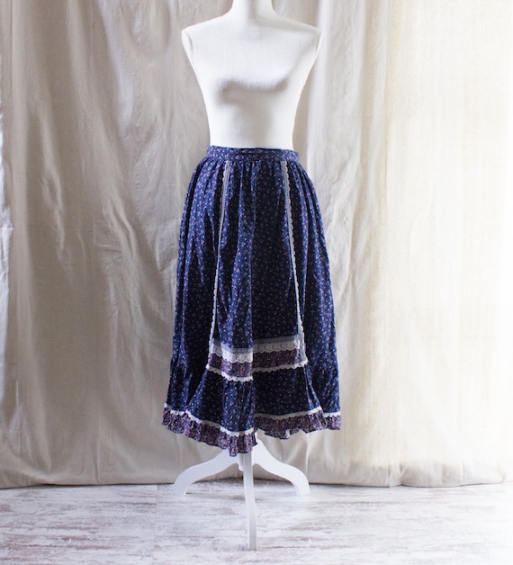 Vintage Boho Jessica's Gunnies Floral Midi Skirt - image 1
