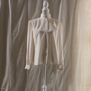 Vintage 1980s Beige Jacquard Blouse