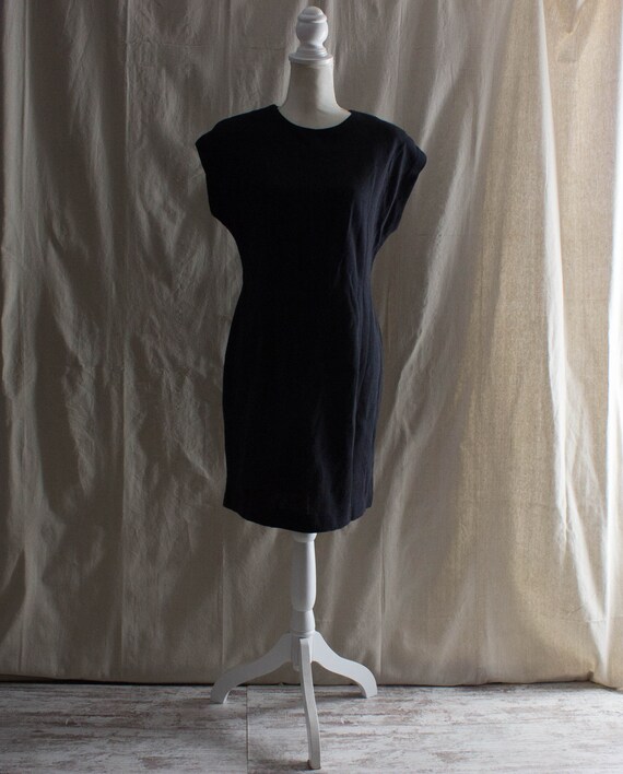 Vintage 1980s Sleeveless Black Knit Dress - image 1