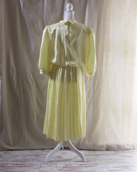 Vintage 1980s Yellow Jacquard Midi Dress - image 3