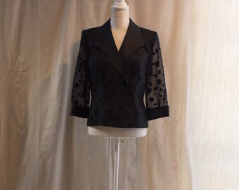 Vintage 1990s Black Polka Dot Formal Blouse