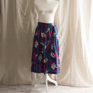 Vintage Leaf Print Midi Skirt